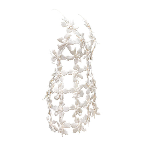 “Fleur Sculpturale” 3D Appliqué Petal Mesh Dress