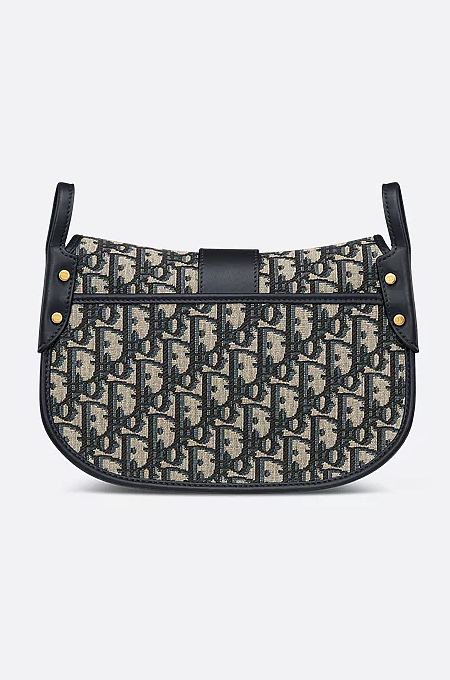 Dior 30 Montaigne Medium Satchel in Blue Dior Oblique Jacquard & Black Calfskin