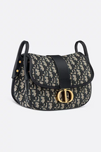 Dior 30 Montaigne Medium Satchel in Blue Dior Oblique Jacquard & Black Calfskin