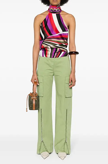 “Vortice di Colore” Open-Back Silk Halter Top by Emilio Pucci