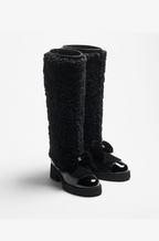 Chanel Shearling Camellia Long Boots