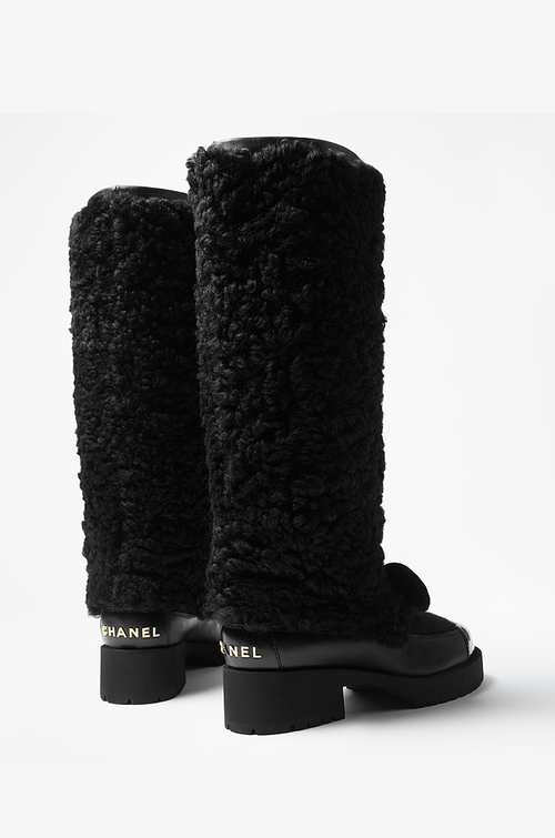 Chanel Shearling Camellia Long Boots