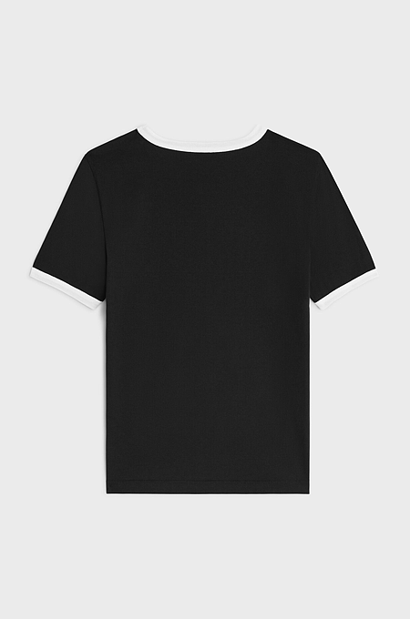 Celine Paris Contrast Ringer Tee in Noir & Blanc
