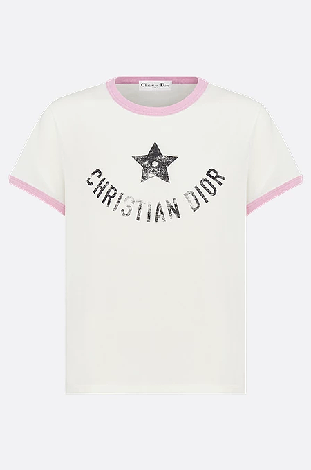 Dioriviera Star-Embroidered Ringer T-Shirt by Christian Dior Dioriviera Star-Embroidered Ringer T-Shirt by Christian Dior