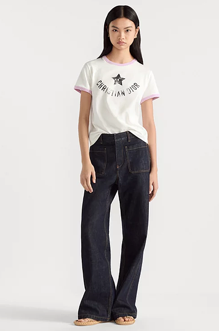 Dioriviera Star-Embroidered Ringer T-Shirt by Christian Dior