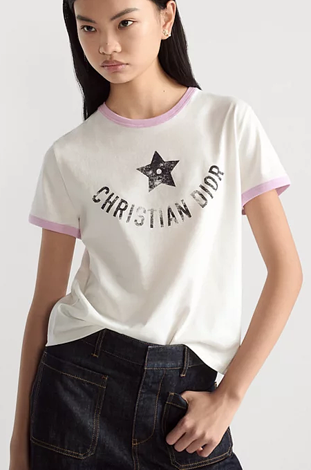 Dioriviera Star-Embroidered Ringer T-Shirt by Christian Dior