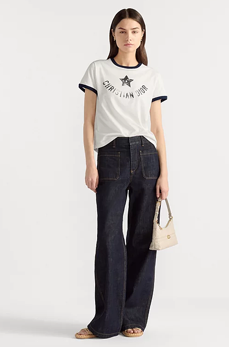 Dioriviera “Christian Dior Star” Ringer Tee in Navy & White