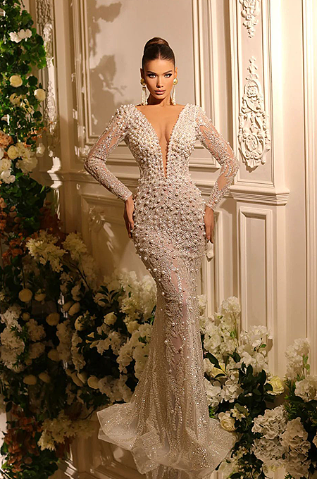 “Lune de Perle” Embellished Illusion Gown