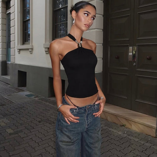 “Nera Aurelia” Sculpted Halter Jewel Top