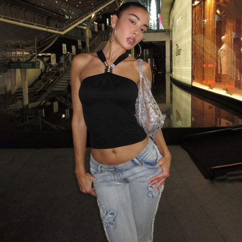 “Nera Aurelia” Sculpted Halter Jewel Top