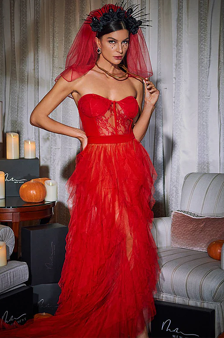 'Dorothy Tulle' Dress in Red