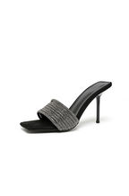 'Midnight Siren' Crystal-Weave Stiletto Mules