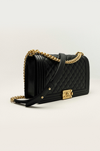 “Boy de Minuit” Medium Quilted Lambskin Shoulder Bag Inspired by the Iconic CHANEL Boy Bag