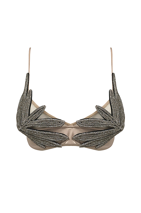 “Crystalline Dusk” Sheer Embellished Illusion Bra Top