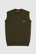 “Verde Silhouette” Embroidered Logo Sleeveless Knit Top