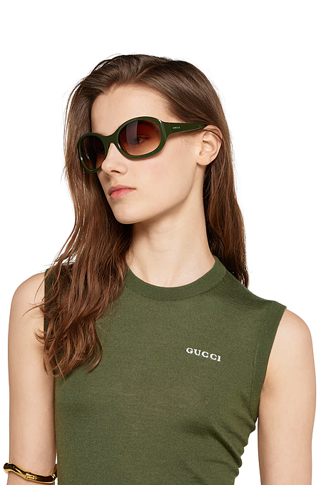 “Verde Silhouette” Embroidered Logo Sleeveless Knit Top