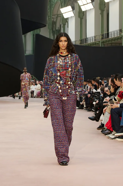 Chanel Abstract Tweed & Sketch Blouse