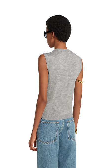 “Argento Linea” Embroidered Logo Sleeveless Top
