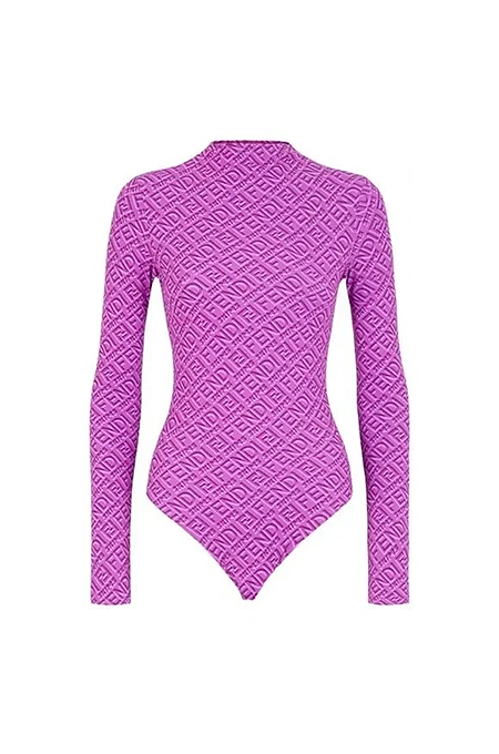 “Fendiana” Violet Monogram Long Sleeve Bodysuit