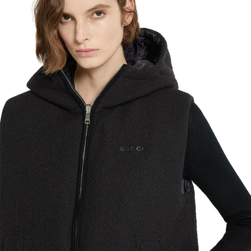 Gucci Noir Shearling Hooded Vest