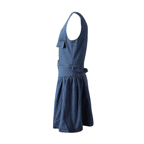 “Denim d’Orsay” Belted Button-Up Mini Dress