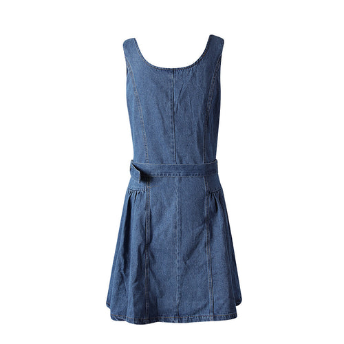 “Denim d’Orsay” Belted Button-Up Mini Dress