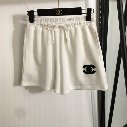 Chanel “Élan Moderne” Logo Sleeveless Top & Lounge Short Set – White