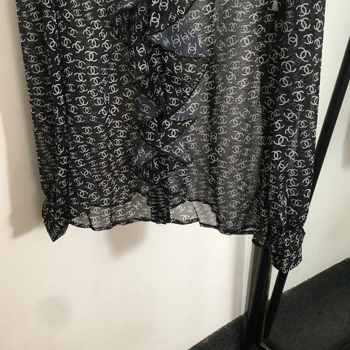 Chanel “Voile de Monogramme” Ruffle Sheer