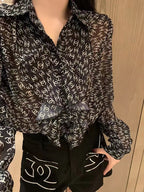 Chanel “Voile de Monogramme” Ruffle Sheer