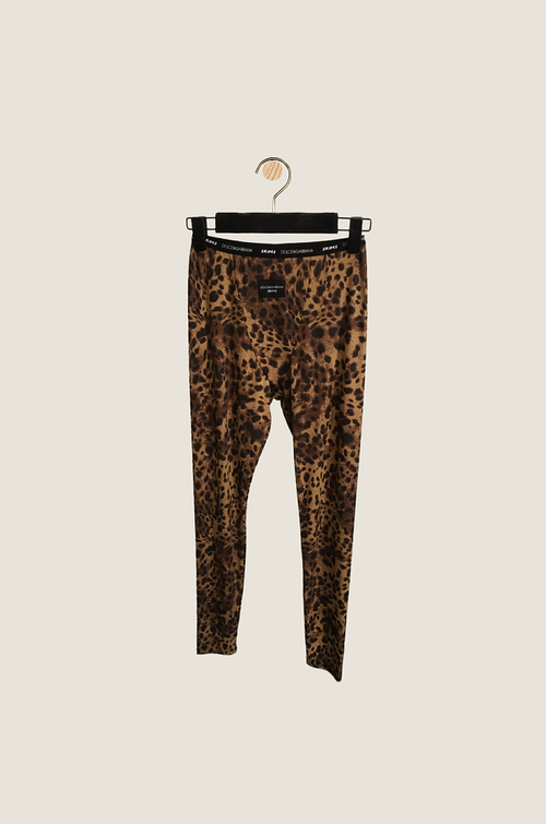 Dolce & Gabbana “Feline Forte” Leopard Mesh Top & Legging Set
