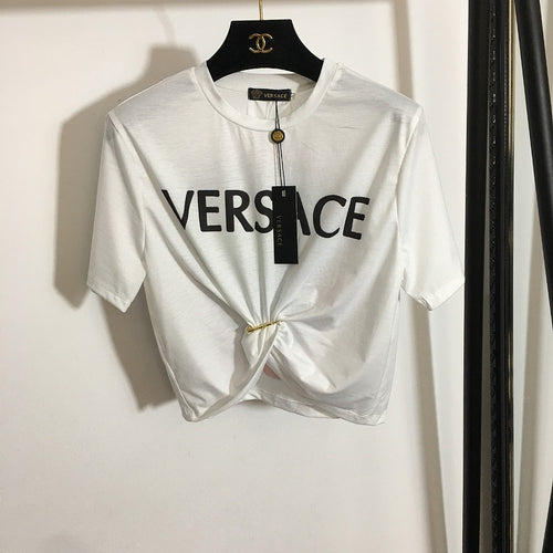 “Graffiti Medusa” Logo Knot Tee by Versace