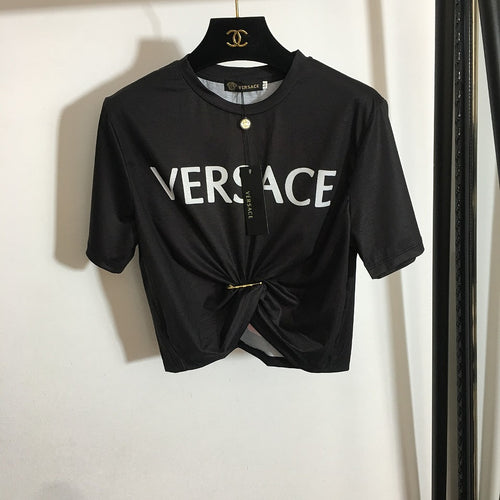 “Graffiti Medusa” Logo Knot Tee by Versace