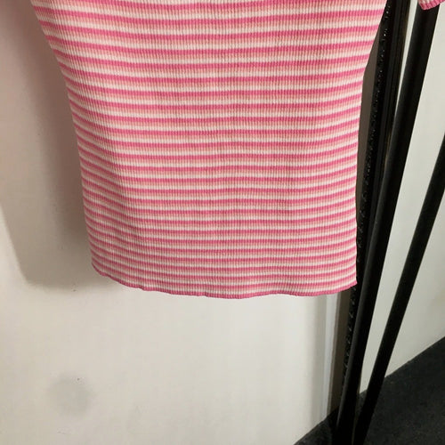 “Rose Dauphine” Striped Knit Henley Top by Celine