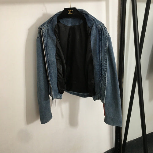 “Anagram Twist” Draped Back Denim Jacket by Loewe