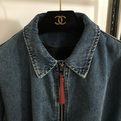 “Anagram Twist” Draped Back Denim Jacket by Loewe