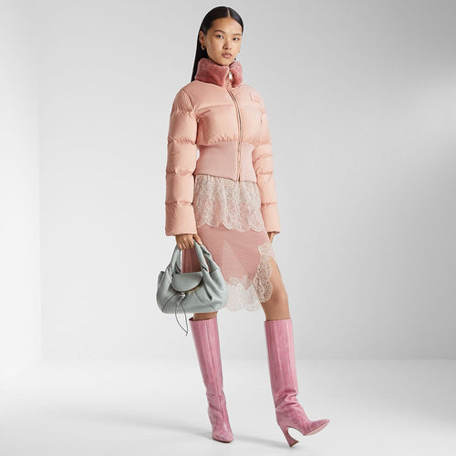 Fendi “Rosa Celeste” Sculpted Down Puffer Jacket
