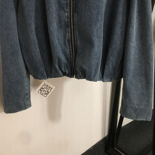 “Anagram Twist” Draped Back Denim Jacket by Loewe
