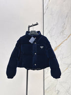 Prada “Noir Velour” Cropped Puffer Jacket
