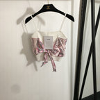 “Fleur de Soie” Silk-Bow Knit Crop Top by Chanel