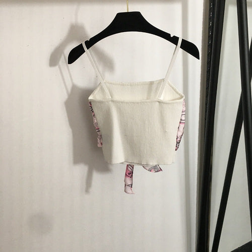 “Fleur de Soie” Silk-Bow Knit Crop Top by Chanel