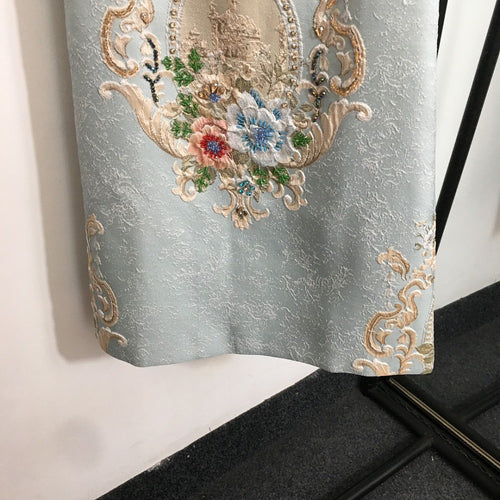 “Villa Azzurra” Embroidered Brocade Shift Dress by Dolce & Gabbana