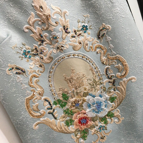 “Villa Azzurra” Embroidered Brocade Shift Dress by Dolce & Gabbana