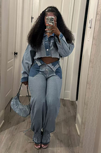 'Jara Mein' Denim Pants Set