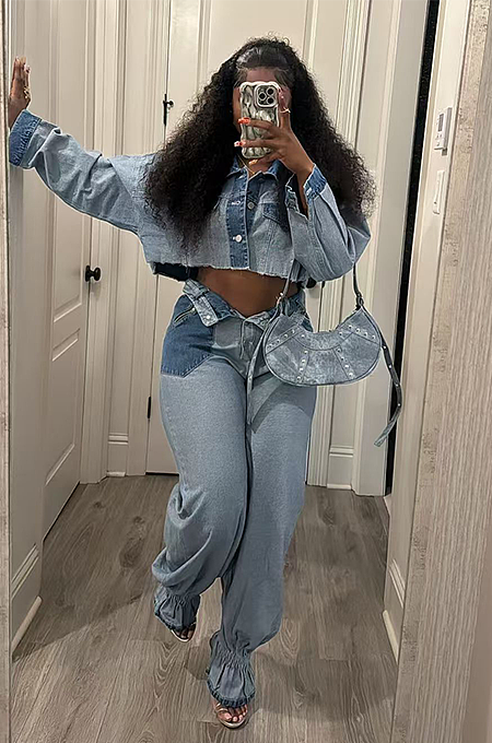 'Jara Mein' Denim Pants Set