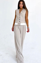 “Cremoso Suited Grace” Vested Pantsuit by Miu Miu