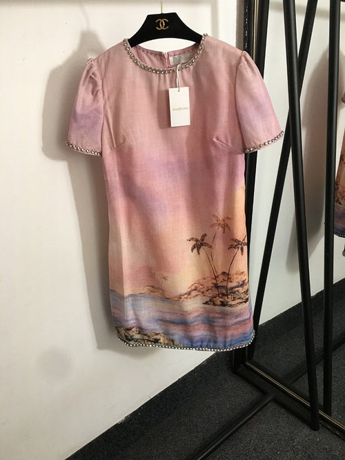 “Isola Solstice” Ombre Sunset Mini Dress