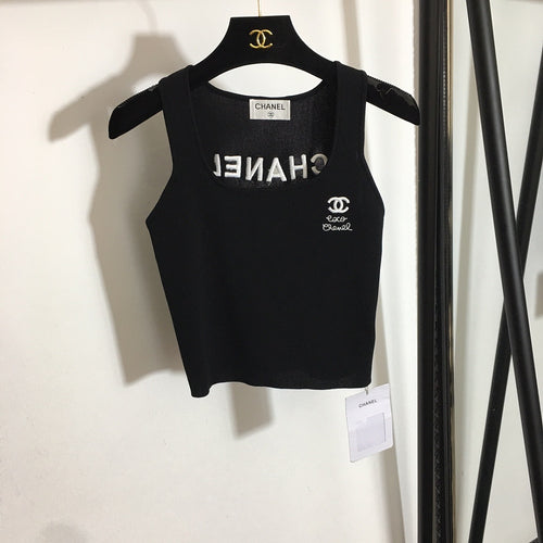 Coco Emblem Knit Tank by Chanel Available in Black & White
