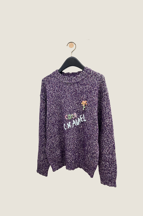 Chanel “Coco Améthyste” Embroidered Knit Sweater