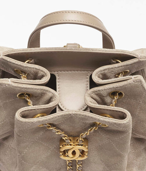 Chanel “Velours Gabrielle” Quilted Suede Backpack – Medium (25cm)