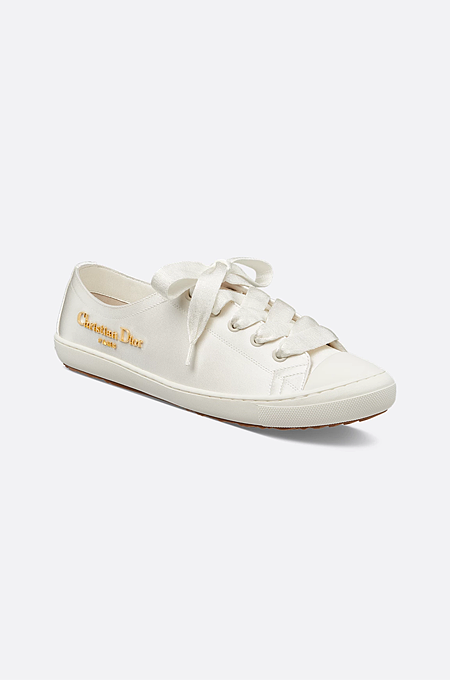 Dioriviera Lucky Sneaker in Ivory Satin
